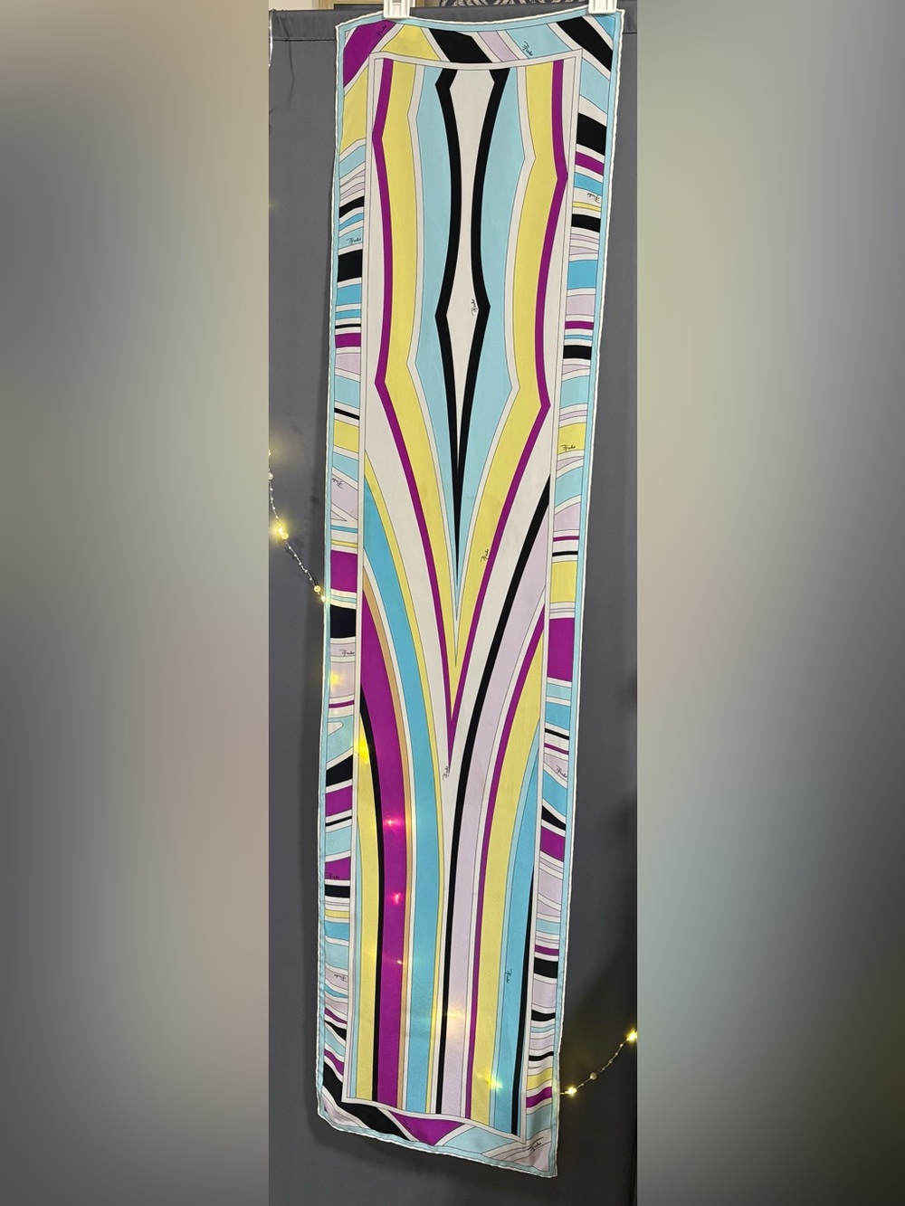 Emilio Pucci Vintage Geometric Silk
Scarf 12.5”x 51”